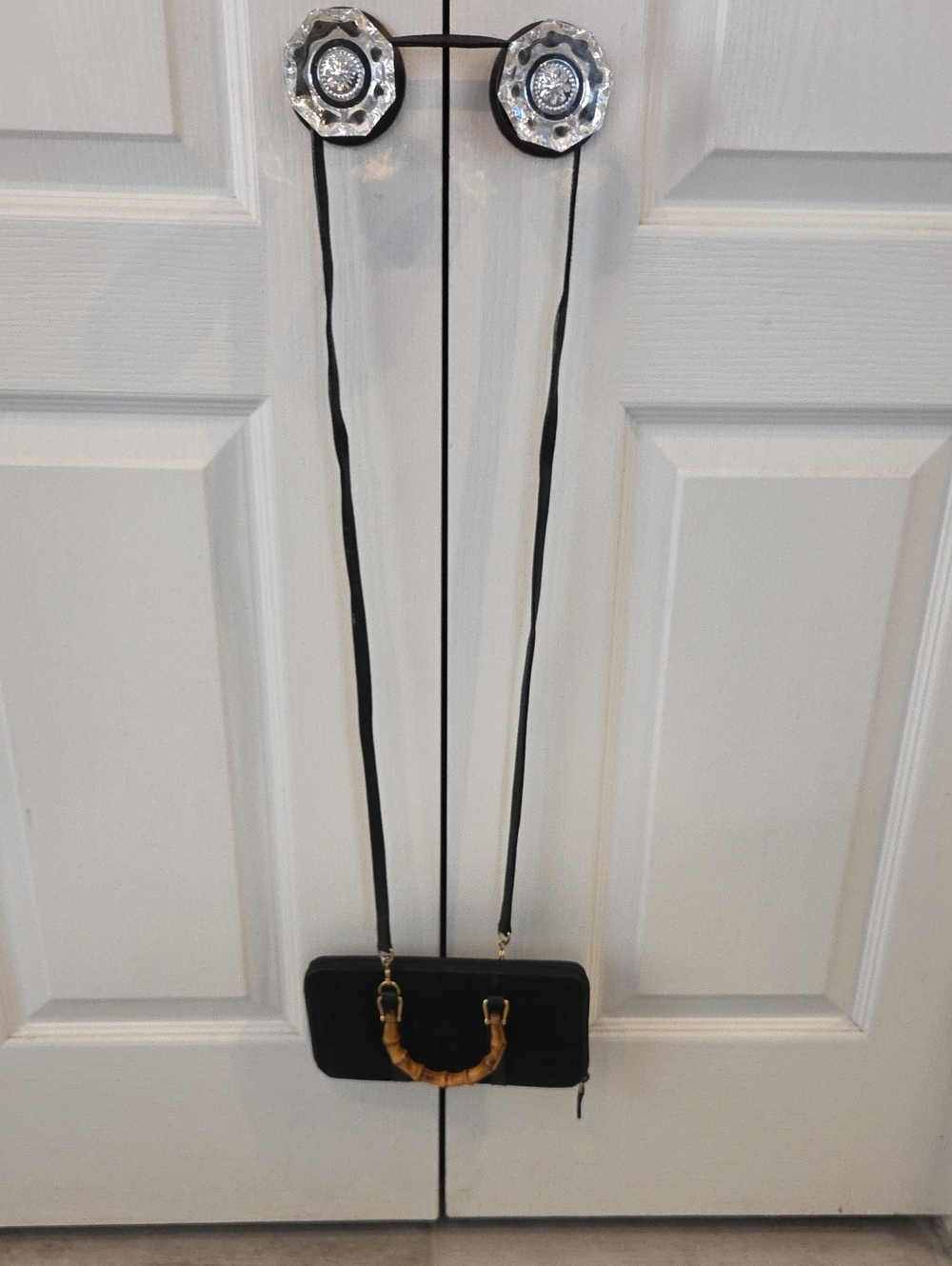 Authentic Gucci Vintage Black Suede Double Bamboo-Handle Wallet - Picture 9 of 10